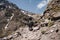 Trekking with a mules in Toubkal, in the Moroccan High Atlas Mountains.