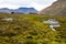 Trekking over Longyearbyen in arctic region