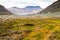 Trekking over Longyearbyen in arctic region