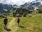 Trekking scene in the Italian alps