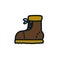 Trekking shoes doodle icon, vector color illustration