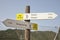 Trekking signposts in Santiago de Cuba, Tenerife, Canary Islands, Spain