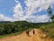 Trekking up to the mountainous in Tambunan, Sabah.