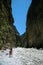 Trekking woman walking in Samaria Gorge Crete