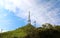 Trellis with many parables and television and radio antennas on Jaragua Peak, Sao Paulo, Brazil