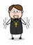 Trembling - Cartoon Priest Religious Vector Illustration