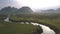 Tremendous tranquil river with green tree silhouettes