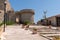 Tremiti Islands, Puglia, Italy, July 2020: Stairway to the Badiali Castle and its Angevin tower on the San Nicola island