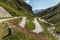 Tremola, old Gotthard Pass road with cobblestones, Canton of Ticino, Switzerland