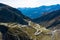 Tremola road on the Gotthard Pass in the Swiss mountains