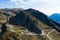 Tremola road on the Gotthard Pass in the Swiss mountains