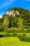 Trench Rock Stronghold Jurassic limestone mountain massif in Pradnik creek valley in Ojcow in Lesser Poland