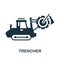 Trencher icon. Monochrome sign from machinery collection. Creative Trencher icon illustration for web design