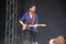 Trencin, Slovakia - July 9, 2011: Lu Edmonds playing guitar live with Public Image limited PIL, ex Sex Pistols at Pohoda Festi