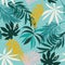 Trend abstract seamless pattern with colorful tropical leaves and plants. Vector design. Jungle print. Floral background. Printing