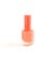 Trend of the actual colors for season 2019 - living coral. Isolated nail bottle on a white background with a place for the