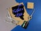 Trend greeting card, online banner on Father`s Day with a blue neon sign