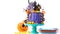 On trend Halloween candyland novelty drip cake on white background.