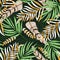 Trend seamless pattern with tropical leaves and plants on a delicate green background. Vector design. Jungle print. Textiles and p