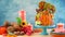 On trend Thanksgiving candyland novelty drip cake