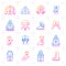 Trend winter clothes vector gradient icon set, web symbols