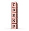 Trend Word Sign. Vertical Stack of Rose Gold Metallic Toy Blocks