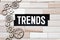 trend word on wood blocks, business concept