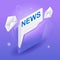 Trending 3D Isometric, cartoon icon. Storage and processing of news information. News for email. Newsletters. Vector