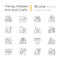 Trending hobbies linear icons set