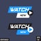 Trending material asset for online video at internet broadcasting, in flat vector design element with play button template