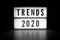 Trends 2020 - text on a luminous display