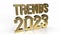 Trends 2023 gold text on white background 3d rendering