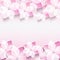 Trendy abstract pink background with 3d sakura flo