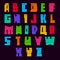 Trendy alphabet, bright colored vector letters, uppercase