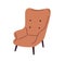 Trendy armchair design in mid-century retro style. Cozy lounge furniture for home interior. Soft upholstered arm chair