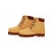 Trendy beige boots with laces, side view. Short warm shoes for cold season. Winter footwear. Flat vector icon