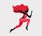 Trendy black running redhead woman character silhouette illustration. Runner girl. Girl runners club. The woman goes in for sports