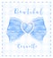 Trendy Blue Coquette Ribbon Bow Watercolor Artwork