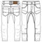 Trendy Boys Straight Legs Pant fashion flat sketch template. Technical Fashion Illustration. Woven CAD.  Gusset detail. Knee darts