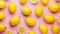 Trendy bright lemon pattern. Pastel pink background. Minimalist summer food concept. Generative AI