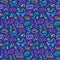 Trendy bright squiggles seamless pattern. Fun line doodle shapes of symbol 90s with curly confetti.