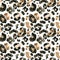 Trendy brown Leopard Animal skin seamless pattern on white background.Watercolor hand painted leopard endless print