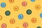 Trendy buttons pattern background.