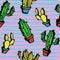 Trendy cactus pattern colorful background. Multicolor seamless hipster punchy pastel colors.