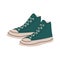 Trendy cartoon footwear. Fashion casual pair of sneakers, stylish walking sports shoes side view. Vector illustration