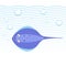 Trendy cartoon style cheerful stingray swimming underwater. Waves and bubbles. Educational simple gradient vector icon.