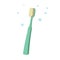 Trendy cartoon style old fashioned green toothbrush. Hygiene and every day teeth protection vector illustration.