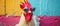 A Trendy Chicken Sporting Sunglasses In A Quirky And Colorful Setting