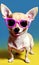 Trendy Chihuahua in pastel shades and glasses