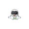 Trendy chinese silver coin character wearing Virtual reality headset